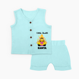 Little Shakti Durga Maa Baby Jabla Set - BABY BLUE - 0 - 3 Months Old (Chest 9.8")