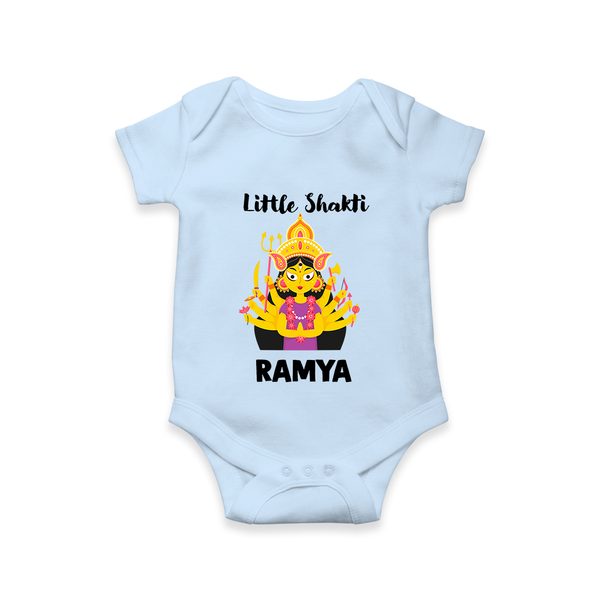 Little Shakti Durga Maa Baby Romper - BABY BLUE - New Born (Chest 14")