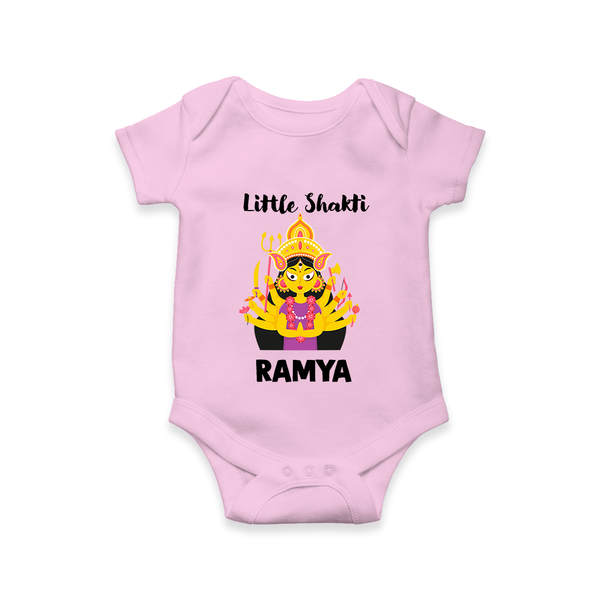 Little Shakti Durga Maa Baby Romper - BABY PINK - New Born (Chest 14")