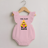 Little Shakti Durga Maa Baby Romper Frock - BABY PINK - 0 - 3 Months Old (Chest 19")