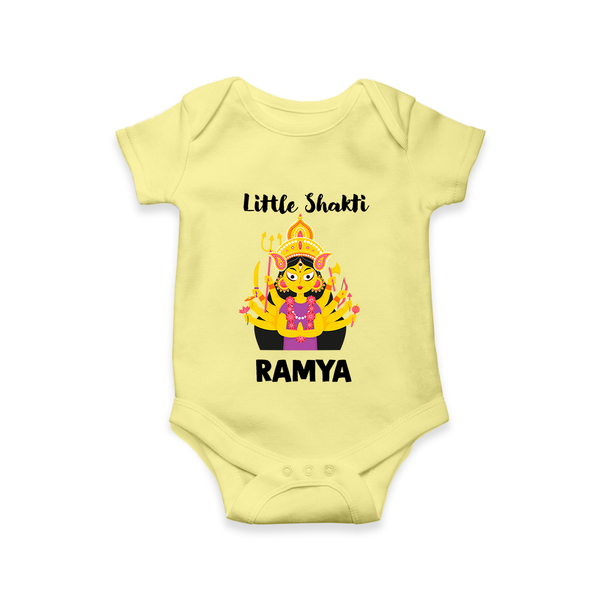 Little Shakti Durga Maa Baby Romper - PASTEL YELLOW - New Born (Chest 14")