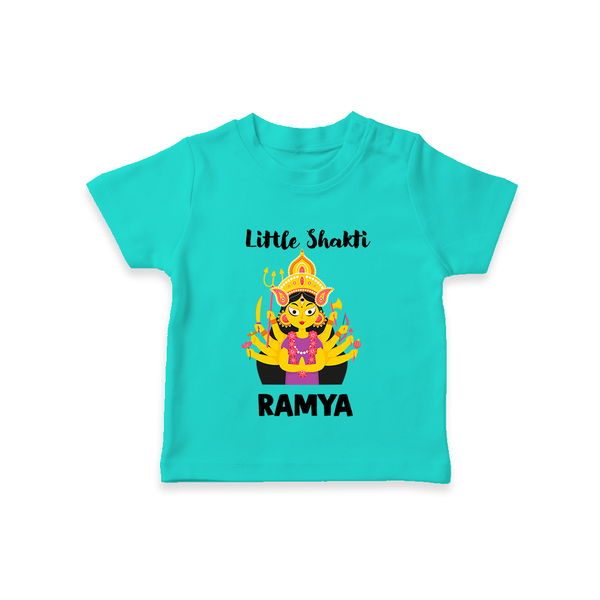 Little Shakti Durga Maa Baby T Shirt - TEAL - 0-5 Months Old (Chest 17")