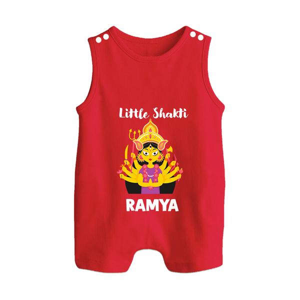 Little Shakti Durga Maa Baby Button Romper - RED - New Born (Chest 18")