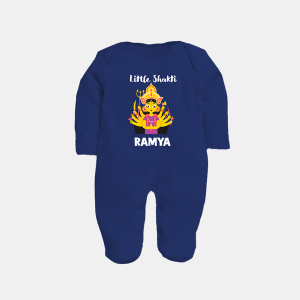 Little Shakti Durga Maa Baby Full Body Suit - NAVY BLUE - New Born (Chest 7.5")