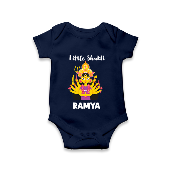 Little Shakti Durga Maa Baby Romper - NAVY BLUE - New Born (Chest 14")