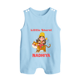 Little Sherni Goddess & Tiger Baby Button Romper - BABY BLUE - New Born (Chest 18")