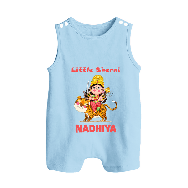 Little Sherni Goddess & Tiger Baby Button Romper - BABY BLUE - New Born (Chest 18")