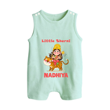 Little Sherni Goddess & Tiger Baby Button Romper - MINT GREEN - New Born (Chest 18")