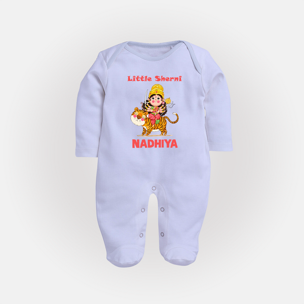 Little Sherni Goddess & Tiger Baby Full Body Suit - BABY BLUE - New Born (Chest 7.5")