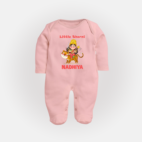 Little Sherni Goddess & Tiger Baby Full Body Suit - BABY PINK - New Born (Chest 7.5")