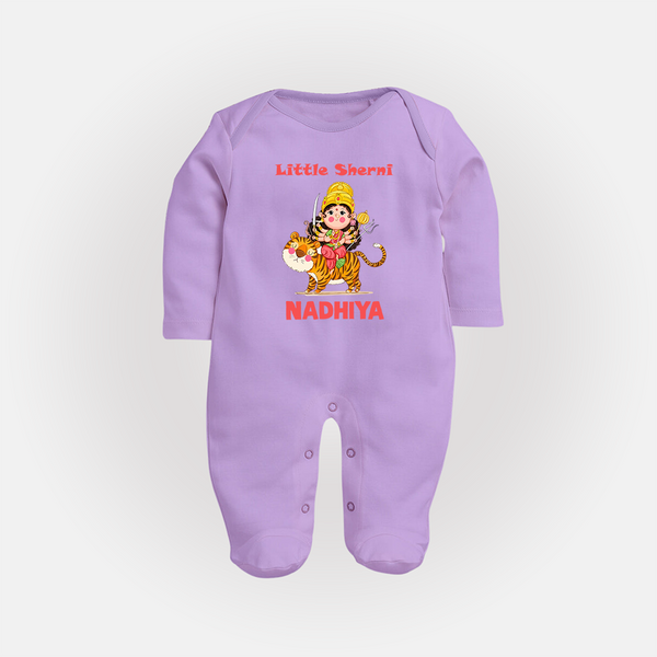 Little Sherni Goddess & Tiger Baby Full Body Suit - LILAC - New Born (Chest 7.5")