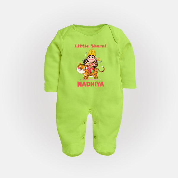 Little Sherni Goddess & Tiger Baby Full Body Suit - LIME GREEN - New Born (Chest 7.5")