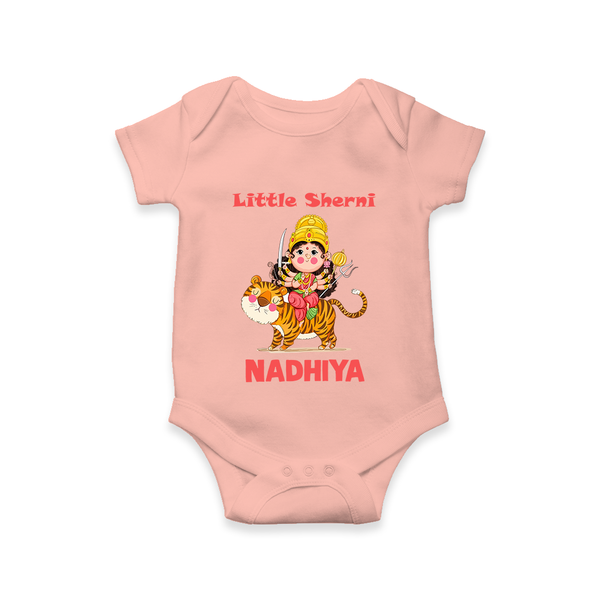 Little Sherni Goddess & Tiger Baby Romper - PEACH - New Born (Chest 14")