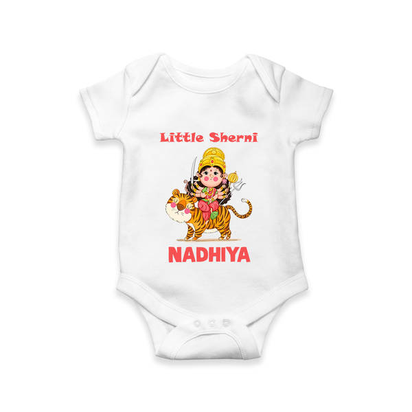 Little Sherni Goddess & Tiger Baby Romper - WHITE - New Born (Chest 14")