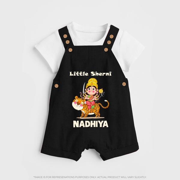 Little Sherni Goddess & Tiger Baby Dungaree - BLACK - 0 - 5 Months Old (Chest 18")