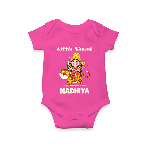 Little Sherni Goddess & Tiger Baby Romper - HOT PINK - New Born (Chest 14")