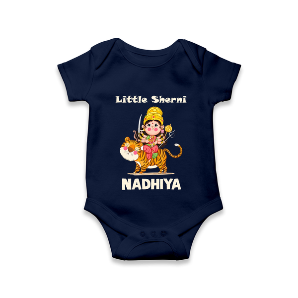 Little Sherni Goddess & Tiger Baby Romper - NAVY BLUE - New Born (Chest 14")
