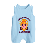 Little Durga Maa Goddess Face Baby Button Romper - BABY BLUE - New Born (Chest 18")