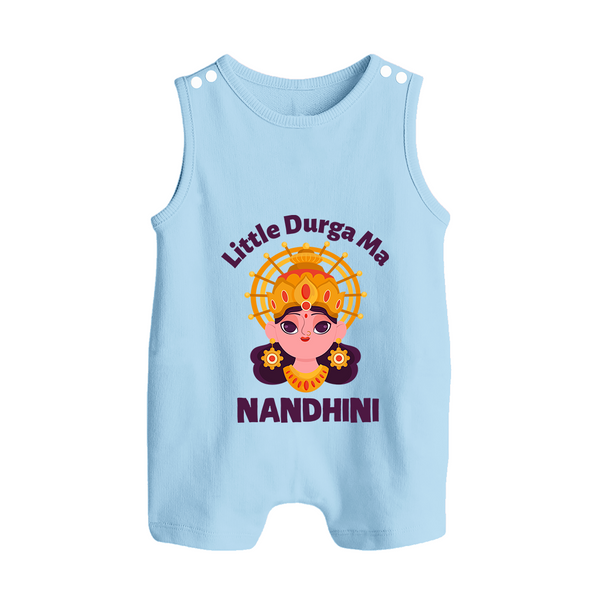 Little Durga Maa Goddess Face Baby Button Romper - BABY BLUE - New Born (Chest 18")