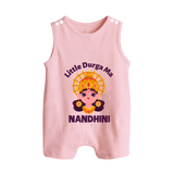 Little Durga Maa Goddess Face Baby Button Romper - BABY PINK - New Born (Chest 18")