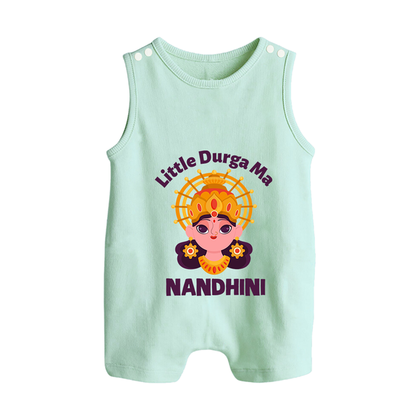 Little Durga Maa Goddess Face Baby Button Romper - MINT GREEN - New Born (Chest 18")