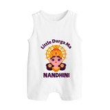 Little Durga Maa Goddess Face Baby Button Romper - WHITE - New Born (Chest 18")