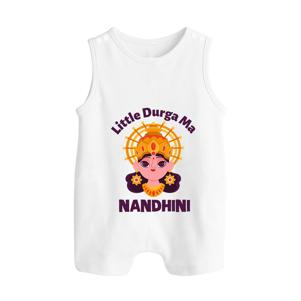 Little Durga Maa Goddess Face Baby Button Romper - WHITE - New Born (Chest 18")