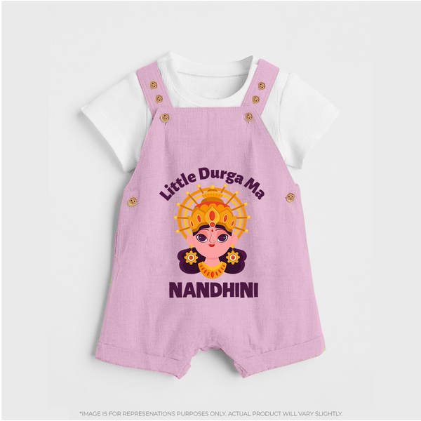 Little Durga Maa Goddess Face Baby Dungaree - BABY PINK - 0 - 5 Months Old (Chest 18")