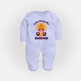Little Durga Maa Goddess Face Baby Full Body Suit - BABY BLUE - New Born (Chest 7.5")