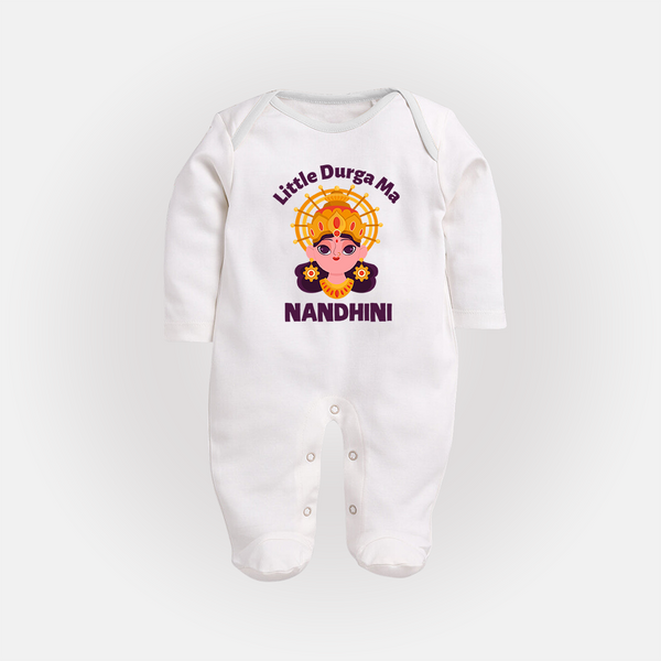 Little Durga Maa Goddess Face Baby Full Body Suit - WHITE - New Born (Chest 7.5")