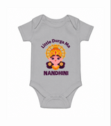 Little Durga Maa Goddess Face Baby Romper - GREY - New Born (Chest 14")