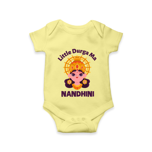 Little Durga Maa Goddess Face Baby Romper - PASTEL YELLOW - New Born (Chest 14")