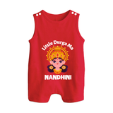 Little Durga Maa Goddess Face Baby Button Romper - RED - New Born (Chest 18")