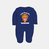 Little Durga Maa Goddess Face Baby Full Body Suit - NAVY BLUE - New Born (Chest 7.5")