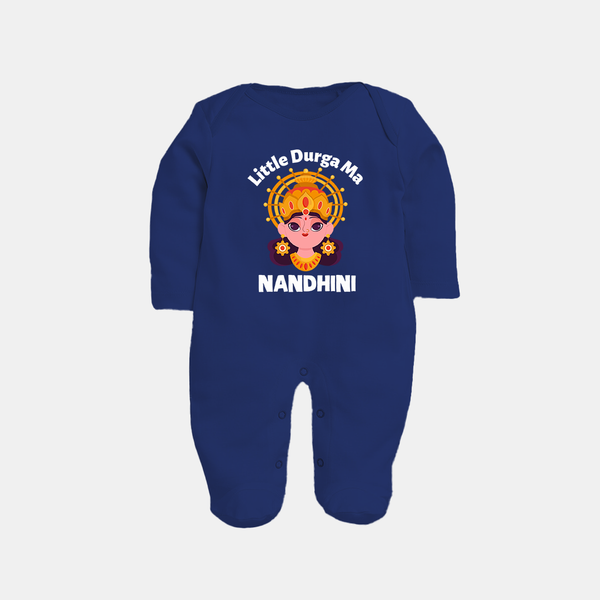 Little Durga Maa Goddess Face Baby Full Body Suit - NAVY BLUE - New Born (Chest 7.5")