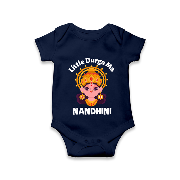 Little Durga Maa Goddess Face Baby Romper - NAVY BLUE - New Born (Chest 14")