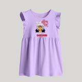 Shubh Durga Maa Divine Face Baby Baby Frock - LILAC - 0 - 3 Months Old (Chest 17")