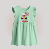 Shubh Durga Maa Divine Face Baby Baby Frock - MINT GREEN - 0 - 3 Months Old (Chest 17")