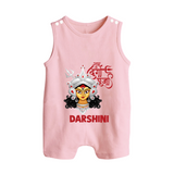 Shubh Durga Maa Divine Face Baby Button Romper - BABY PINK - New Born (Chest 18")