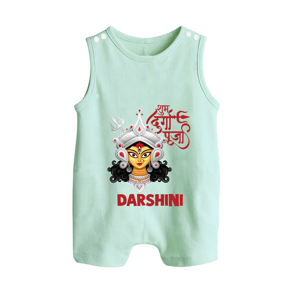 Shubh Durga Maa Divine Face Baby Button Romper - MINT GREEN - New Born (Chest 18")