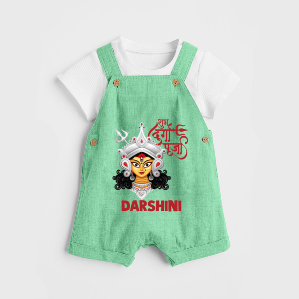 Shubh Durga Maa Divine Face Baby Dungaree - GREEN - 0 - 5 Months Old (Chest 18")