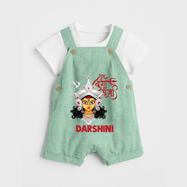 Shubh Durga Maa Divine Face Baby Dungaree - MINT GREEN - 0 - 5 Months Old (Chest 18")