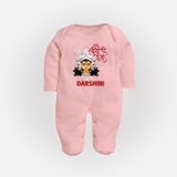 Shubh Durga Maa Divine Face Baby Full Body Suit - BABY PINK - New Born (Chest 7.5")