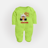Shubh Durga Maa Divine Face Baby Full Body Suit - LIME GREEN - New Born (Chest 7.5")