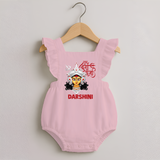 Shubh Durga Maa Divine Face Baby Romper Frock - BABY PINK - 0 - 3 Months Old (Chest 19")