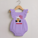 Shubh Durga Maa Divine Face Baby Romper Frock - LILAC - 0 - 3 Months Old (Chest 19")