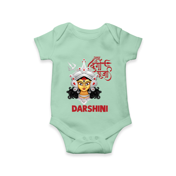 Shubh Durga Maa Divine Face Baby Romper - MINT GREEN - New Born (Chest 14")