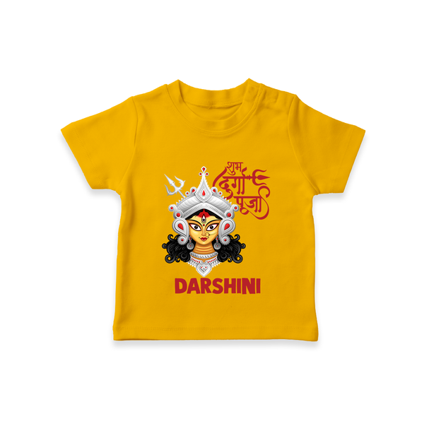 Shubh Durga Maa Divine Face Baby T Shirt - CHROME YELLOW - 0-5 Months Old (Chest 17")