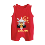 Shubh Durga Maa Divine Face Baby Button Romper - RED - New Born (Chest 18")