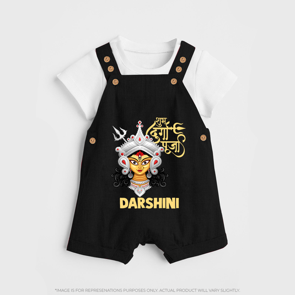 Shubh Durga Maa Divine Face Baby Dungaree - BLACK - 0 - 5 Months Old (Chest 18")